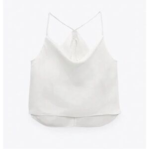 Zara Cowl Neck Split Back Top